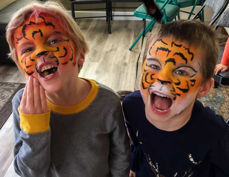 tigers by Auntie Stacey's Face Painting, balloon twisting, children's entertainment, party, kids, clown, fun, wine country face painter (415) 246-1227